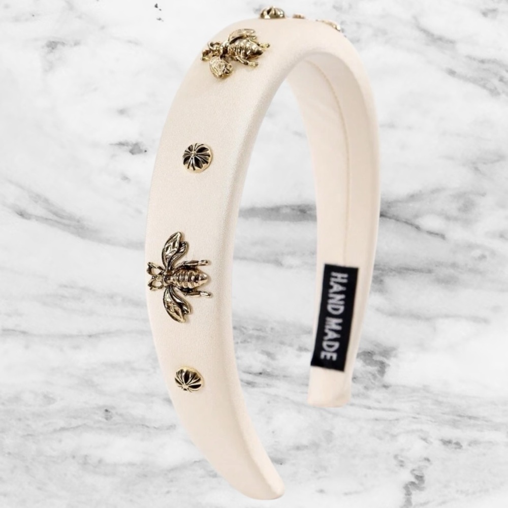 Brand New - White headband with bees